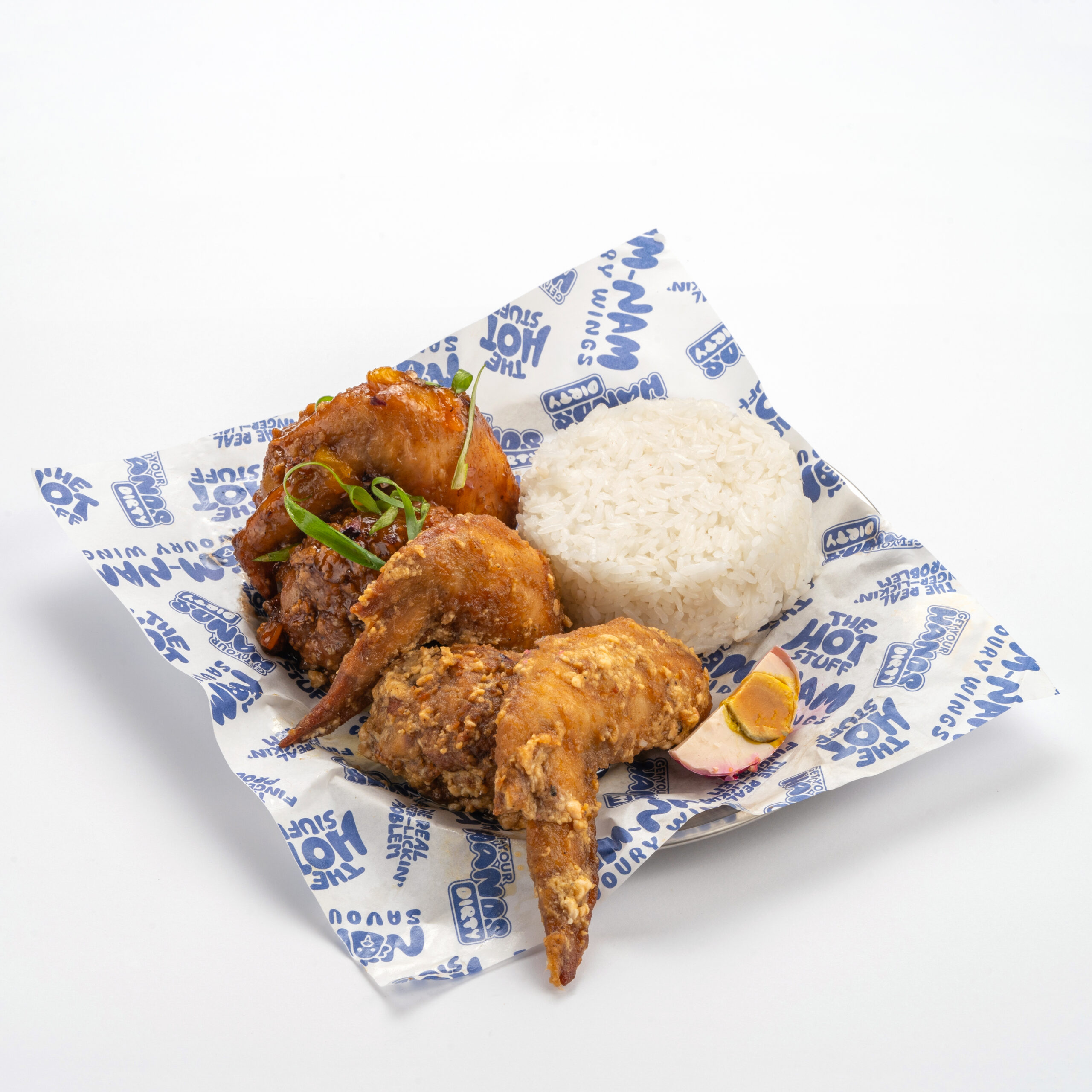Salted Egg & Sinigang Wing in A White Background